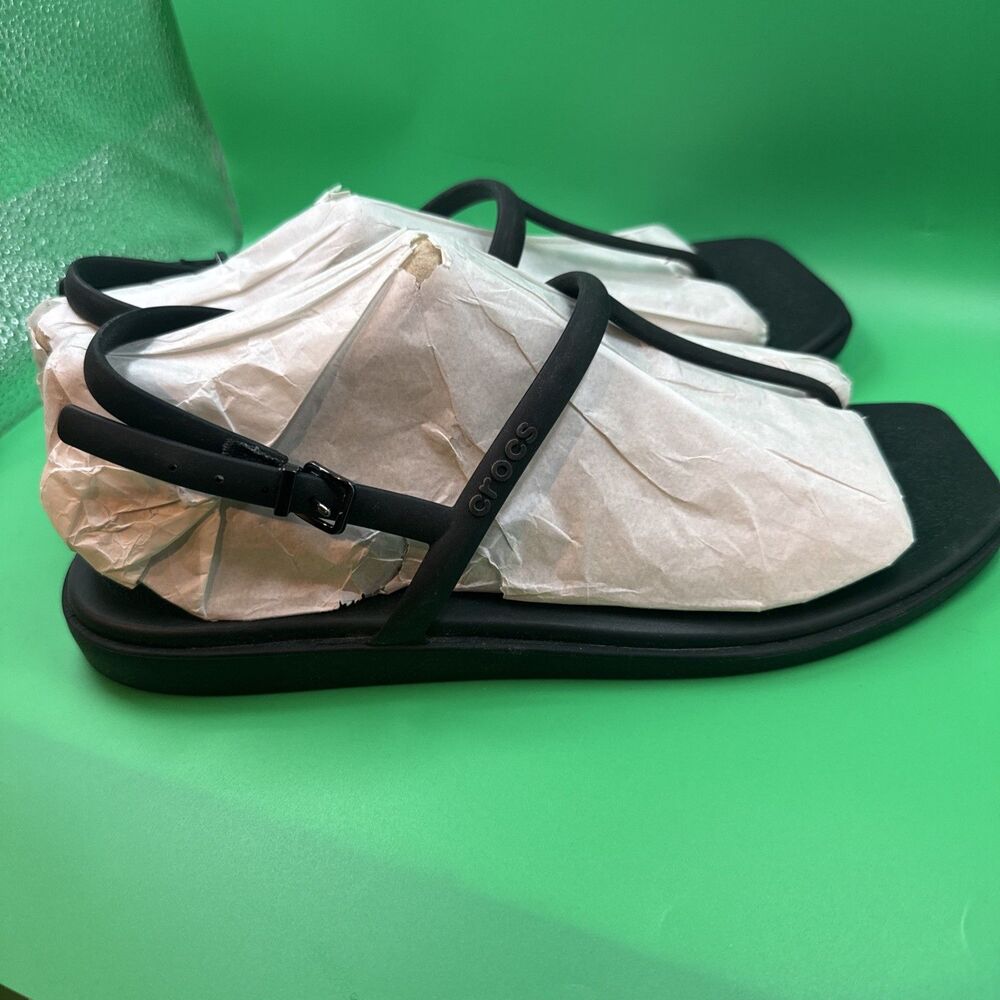 Crocs Miami Thong Flip Flops Womens Size 10 Black Sandals Adjustable Strap NEW - Picture 2 of 5